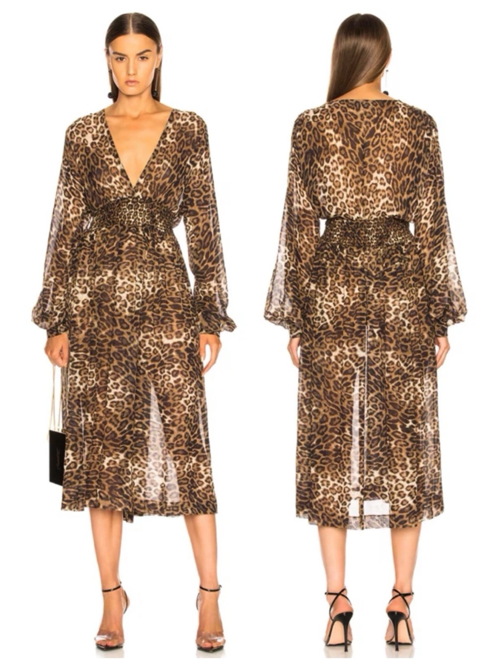 NILI LOTAN $825 Leopard Print 100% Silk Brienne Dress Large Boho Chic Mobwife